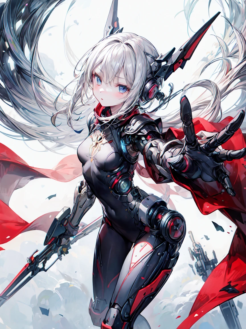(masterpiece, Highest quality, Highest quality, beautifully、beautiful:1.2), (One Girl:1.3), original, High resolution, small, Very detailed, Detailed Background, Cinema Lighting, shape,  , Active Pause, (Japan Themes:1), Divinity, Light, hair ornaments, Warrior, Warrior armor, whole body, Android Seam, Wooden body, Shingard, break、（Dark Elf), (1 Girl), alone, Perfect Face, 最も美しくセクシーなメカWarriorの女の子,  Very detailedな未来的なメカバトルアーマーを着用, Super Future Metropolis, Absurd, High resolution, Super detailed,  Bodysuits, Cyborg Girl,Hyper Gigantic Mechanical Arm,Dynamic pose, Nice hands, Perfect hands, Incredibly cinematic, 