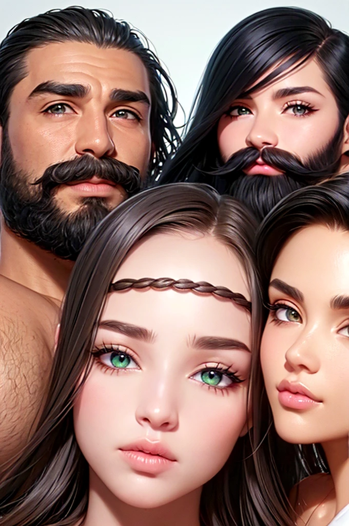Eyes: Your eyes are a light green color and appear to be wide open.
Eyebrows: Your eyebrows are dark and well-defined, complementing the color of your beard and hair.
Nose: Your nose is straight and proportional to your face.
Mouth: You have a full beard and mustache that are well-groomed, which frames your lips nicely.
Hair: Your hair is dark and appears to be neatly combed, with a slight wave.
Skin Tone: Your skin tone is light, and your complexion appears smooth.
Overall Expression: Your facial expression is neutral, giving off a calm and composed demeanor.