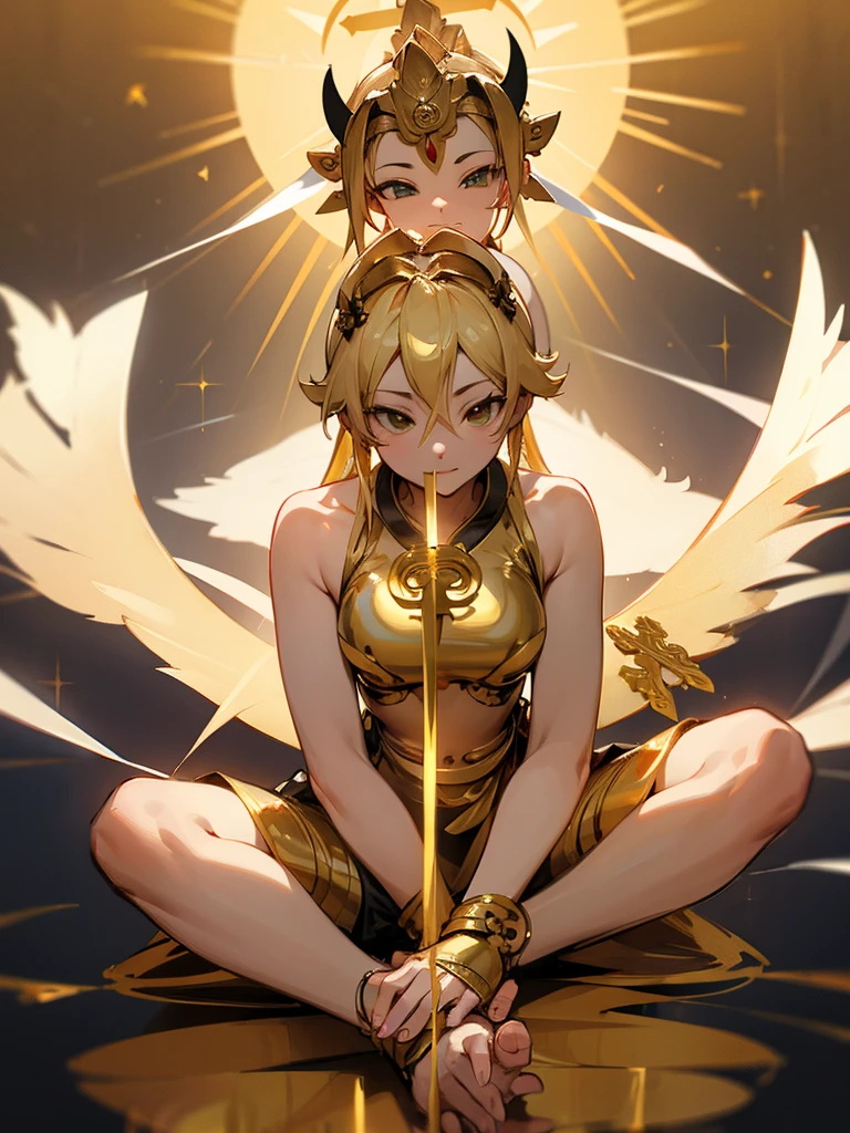 Golden halo cross-legged bodhisattva cute