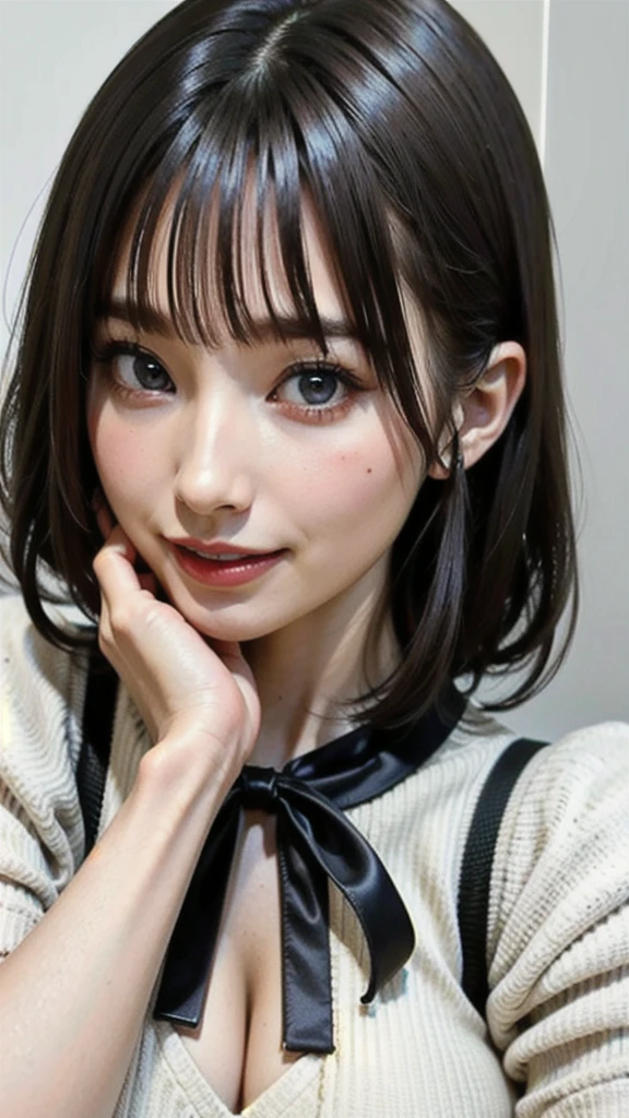 (high quality , Super detailed:1.2 ) , (Highly detailed beautiful face:1.4), ((Highest quality)), ((masterpiece)),smile ,beautiful woman, (be familiar with), perfect face、(8K, highest quality, masterpiece:1.2),(ultra high resolution:1.0),((Natural big breasts:1.2))