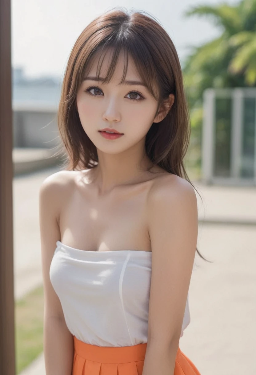 “An energetic Japanese gyaru (black gal) in summer, in a realistic photograph-style. Masterpiece, Best Quality, Illustration, Ultra-detailed, finely detailed, high resolution, 8K Wallpaper, Perfect dynamic composition, Beautiful detailed eyes, Tight Dress, Medium Hair, Brown hair color, Small breasts, Natural Color Lip, Random and sexy poses, Random situations, Slender body, Slender face, Face that feels ecstasy, Have a feminine face, A face that trembles with sex in earnest, Sexy face, (masterpiece:1.3), High resolution, ultra-detailed, the Extremely Detailed CG Unity 8K Wallpapers, Realistic, Photorealistic, Raw photo, beautiful detailed face, , realistic glistening skin, Detailed Cloth Texture, detailed hair texture, Perfect body, Beautiful face, Accurate, Anatomically correct, Highly detailed face and tan skins,
tanned skin,
tanlines,
dark skin,skin texture, Natural neck length, (Beautiful hands), (Fair skin:1.2), thin legs, Thin feet, BREAK, Detailed eyes, symmetrical eye, Light brown eyes, Double eyelids, Thin eyebrows, (Glossy lips:1.4), ((Waiting for a kiss:1.2)), (blush:1.1), BREAK, (Classy and cute girl:1.3), (Wearing a classy off-shoulder white blouse), (Orange flared skirt:1.2), medium breasts, (Slender figure:1.1), Firm abs, Beautiful collarbone, (Dark blonde hair, Wavy Hair, Long hair:1.3), ((asymmetrical bangs:1.2)), (upper body shot:1.2), Looking at Viewer, (From above:0.65), BREAK, ((Stand close to me, Reach out to the front:1.3)), (a room), ((Home)), KPOP Idol Face, Cute, tanned version, wearing trendy swimsuit, on a beach.”
Feel free to use this prompt to create your image on SeaArt! If you need any more help or adjustments, just let me know.