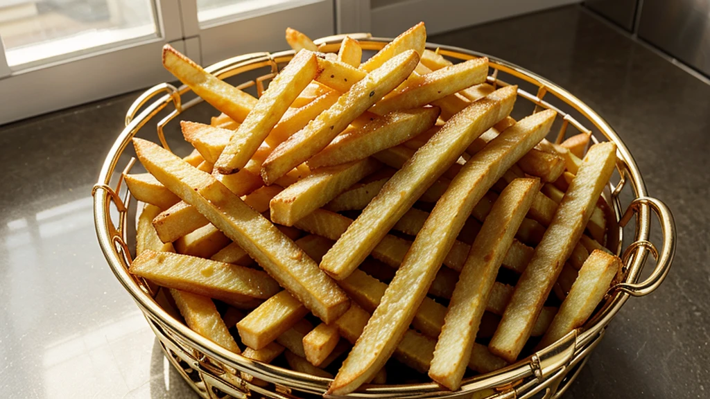 french fries in metallic basket