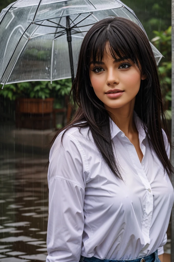 a hot girl in rain 