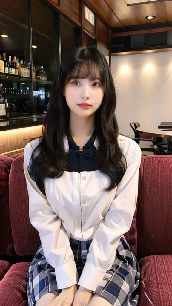 Nogizaka_custom, ((whole body)), ((Type I Valley)), ((Visible cracks)), woman, Exquisite makeup, Delicate face, Clear Face, At the bar, Sitting on the couch, Tearing clothes, night, Light, Warm colors, Elegant pose, Random shooting angles, Very detailed, Style Art, Art Style, fashion, 美しく魅惑的なwoman, ig model | Bid Type, Artistic Germ Style, Ample breasts, Sexy long legs, correct, 解剖学correct