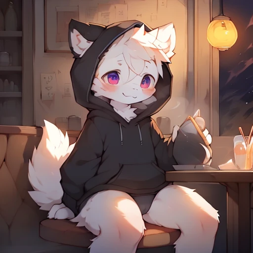 nj5furry, Dragon, Sitting, Hoodie, restaurant, feale, cheerfulness, White fur, White body,，by_Hioshiru:1.2), (by_Ancesra:0.6), (by_Kekitopu:0.6), (by_kikunyi:0.6), (by_Syuro:1.2), (by_Doxy:0.6), (by_youjomodoki:0.6), by_dacad, (by_reysi:1.2), by_zinfyu, by_pata, by_chunie, by_dr.bubblebum, panties, cameltoe