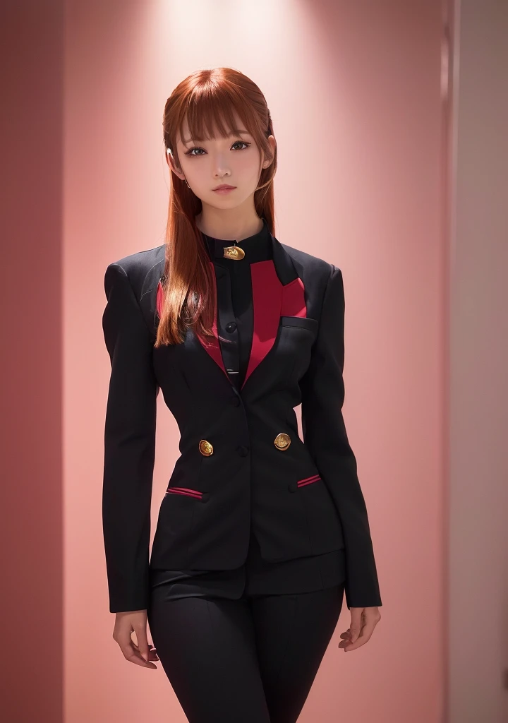 a close up of a woman in a red and black suit, asuka langley soryu, asuka langley sohryu, asuka langley, asuka langley souryuu, portrait of asuka langley soryu, full body zenkai! asuka suit, asuka suit under clothes!, portrait of beautiful samus aran, beautiful asuka from evangelion