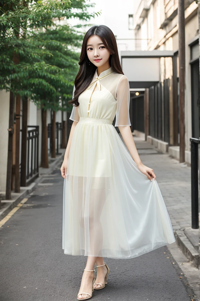 Chinese Girl，Translucent Dress，Gentle and considerate，Gentle eyes