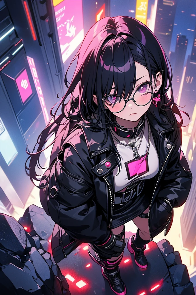 Highest quality, masterpiece, Ultra-high resolution,A man and a woman standing on top of a building overlooking the city at night，Neon Town, cyber punk vibe, cyber punk art style, cyber punk vibes, digital cyber punk - anime art, cyber punk themed art, cyber punk anime art, digital cyber punk anime art, in cyber punk style, cyber punk artstyle, has cyber punk style, anime cyber punk art, in cyber punk city, cyber punk art, cyber punk))), cyber punk style, style of cyber punk