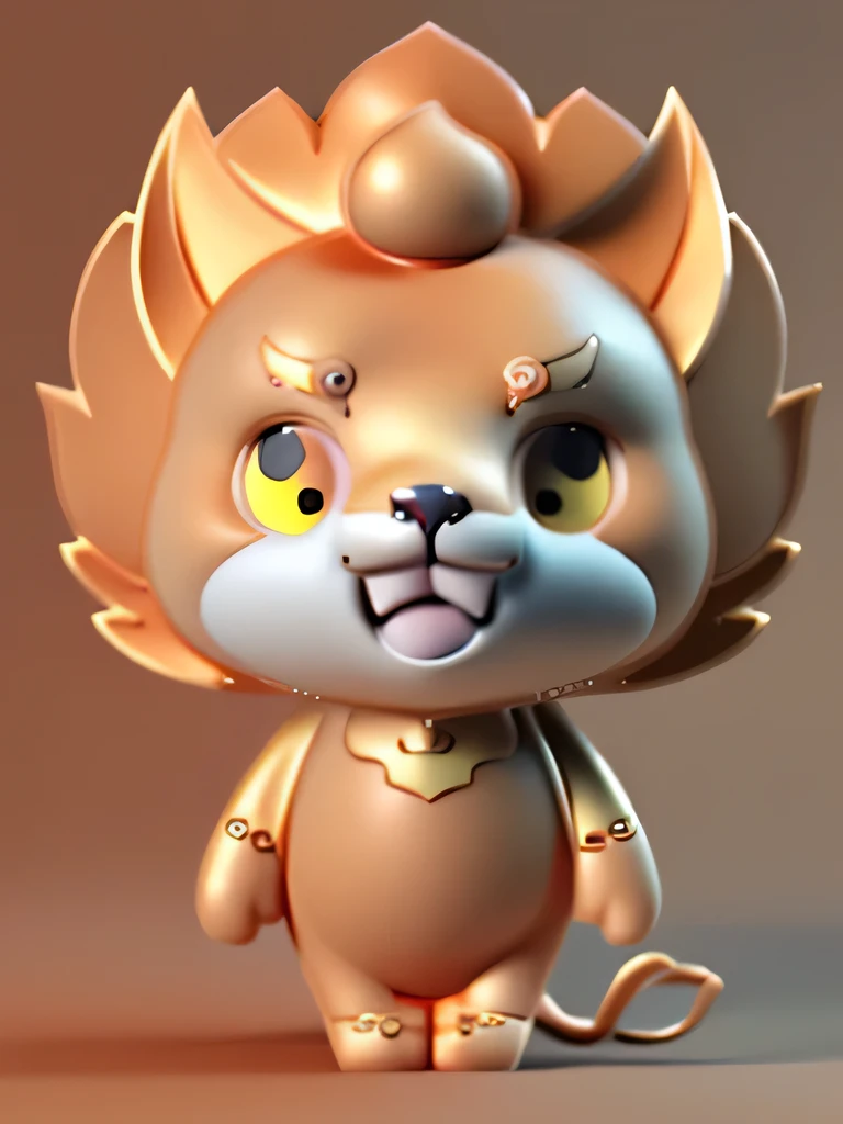 Cute lion,3D Model,3D Rendering,Solid color background,3D Rendering