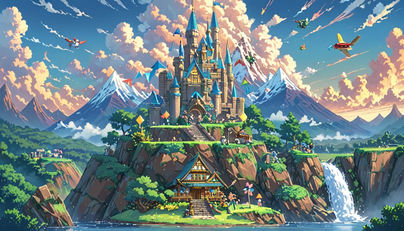 ((Anime: 1.4, Illustration)), (Masterpiece, Top Quality, Best Quality), (Ultra-Detailed, Absolutely Resolution), ((16k, HIGH RES)) (inspired by Nintendo. The scene should feature iconic elements like a vibrant, whimsical landscape with Mario, Link, and Pikachu. Include elements like the Super Mario castle, Hyrule's Triforce, and Poké Balls. The background should be colorful and playful, capturing the essence of classic Nintendo games. Use bright colors and dynamic poses to bring the characters to life in a joyful, adventurous setting.), ( Anime: 1.4, Illustration)), (Masterpiece, Top Quality, Best Quality), (Ultra-Detailed, Absolutely Resolution). Ak {Lofi Art, Style of Laurie Greasley, Style of Makoto Shinkai, Anime Aesthetic}, BREAK {(Produces IMAGES WITH ITH INFORMATION THAN 40 Million Pixels with Cinematic-Like Detailed Textures S Hot on a Sony slur).}