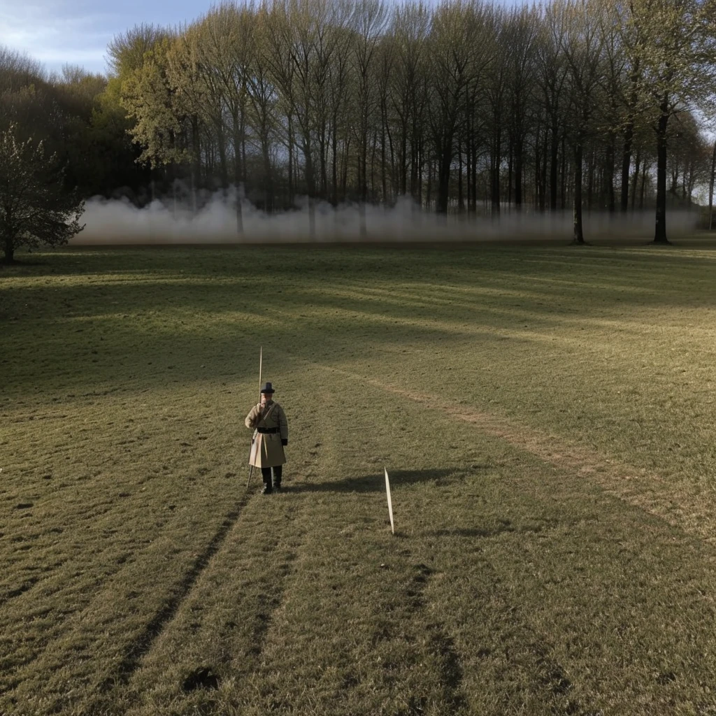 Sur le champ de bataille dévasté, Jean surgit des tranchées, brandissant l'épée de lumière que lui a offerte l'elfe. Une lame d'énergie aveuglante jaillit de la garde de l'épée, balayant les soldats ennemis comme des feuilles mortes dans le vent. soldat seconde guerre mondiale en utra realiste