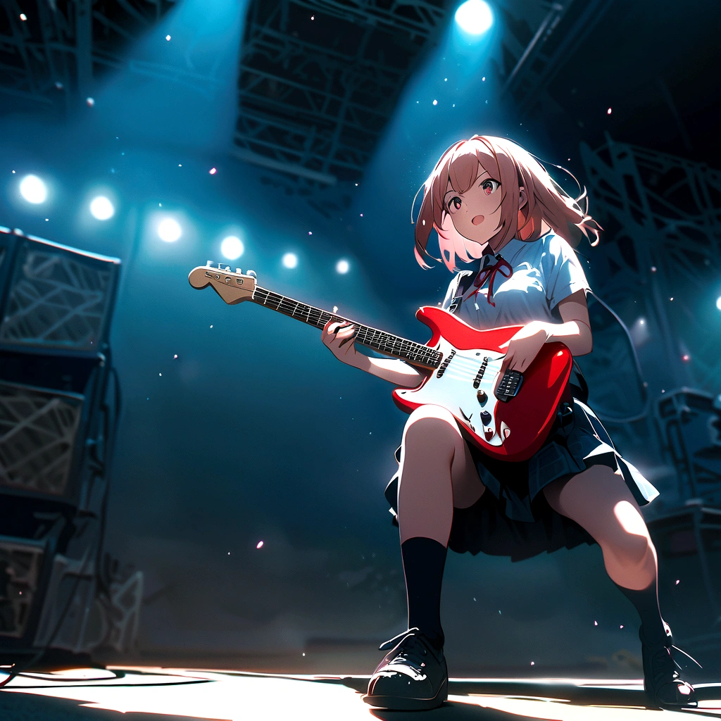 Kyoto Animation、high school girl、Electric guitar、Fender Stratocaster、Big Stage