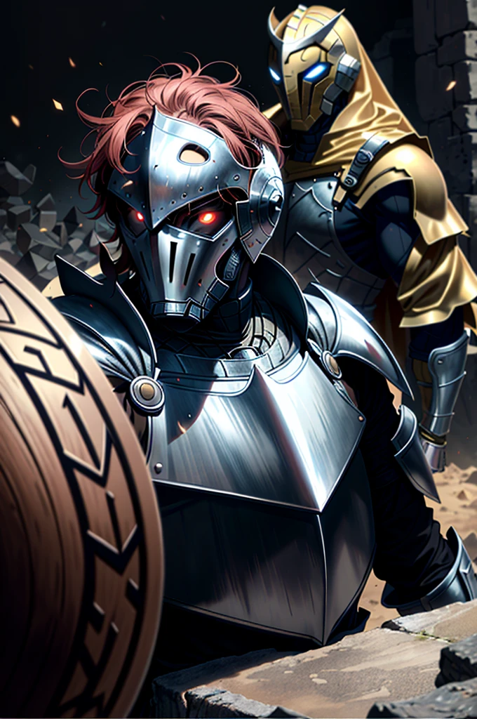 one men, with face Robert Pattinson wearing the armor of an ancient knight, similar to Marvel's Black Knight, very strong, Marvel Superhero Style, 8K, better quality and full body in the image, on battlefield.