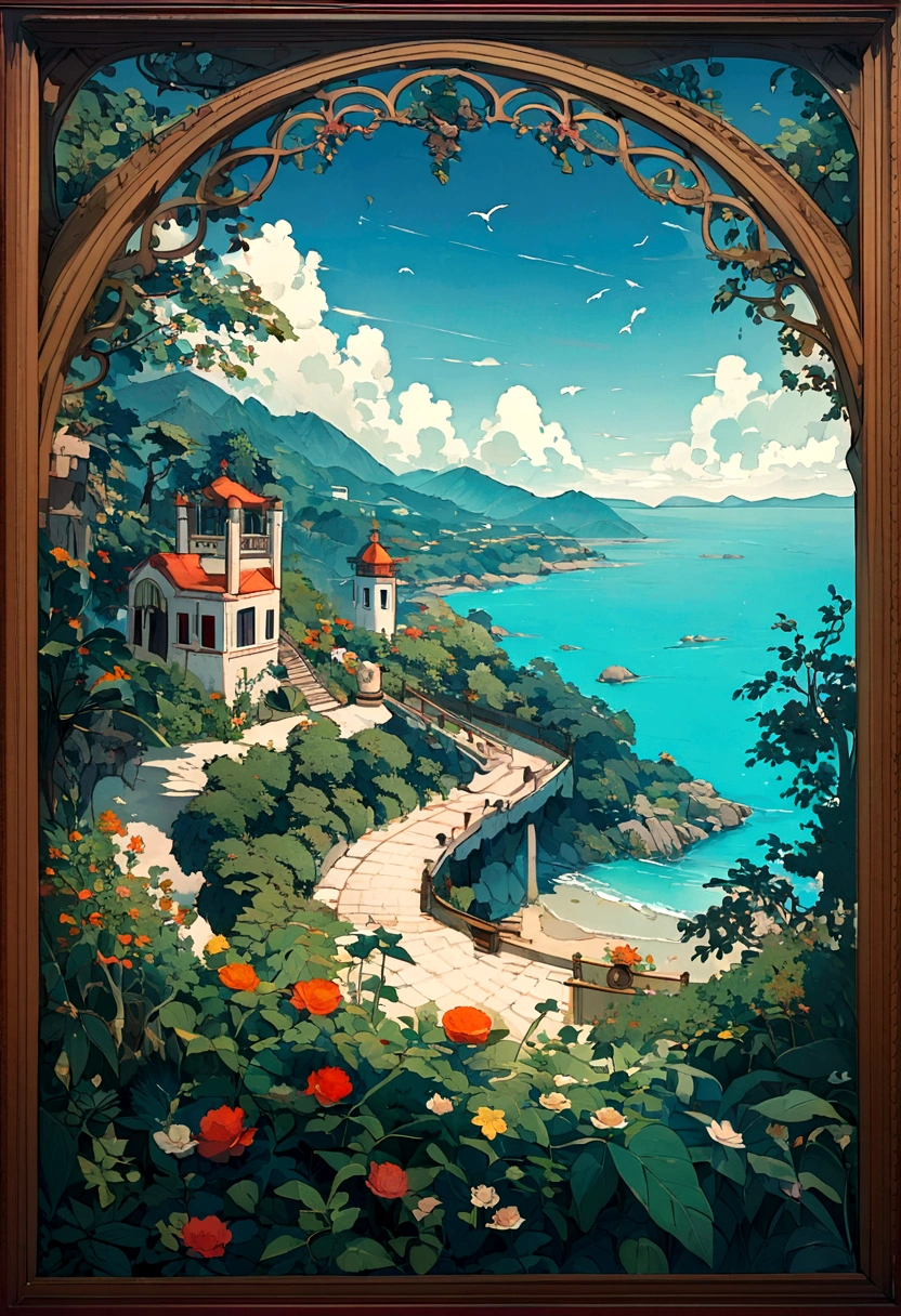 blue-sky，baiyun，birds in the distance，the sea，Expansive picture，Faraway view