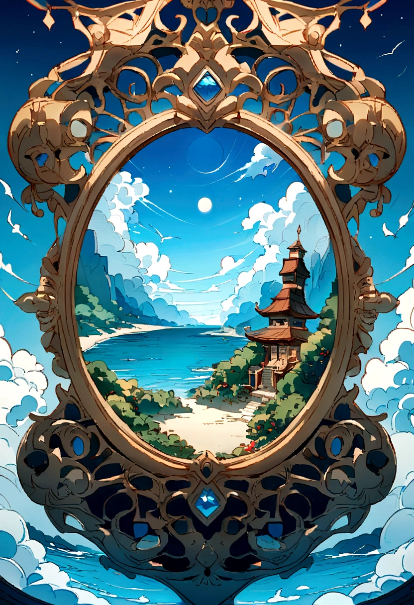 blue-sky，baiyun，birds in the distance，the sea，Expansive picture，Faraway view