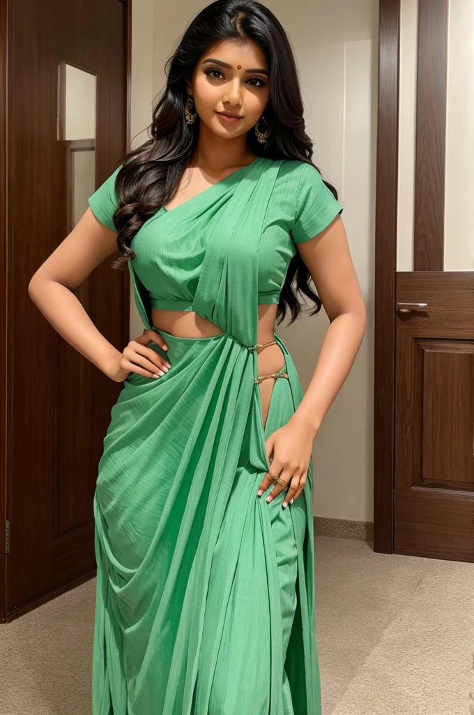 A Indian hot girl in stylish dress with very very big
