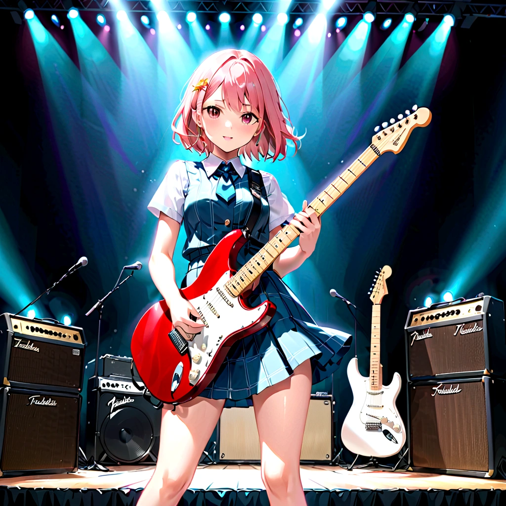 Kyoto Animation、6 strings、There are six pegs、high school girl、Electric guitar、Fender Stratocaster、Big Stage、