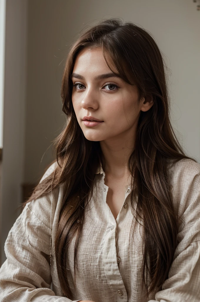 portrait photographie, brune, linen outfit, Instagram Model, angelina stroganova, Elena Belova, Victoria Gavrilenko, with long hair, photo de profil twitter, quality snapchat,