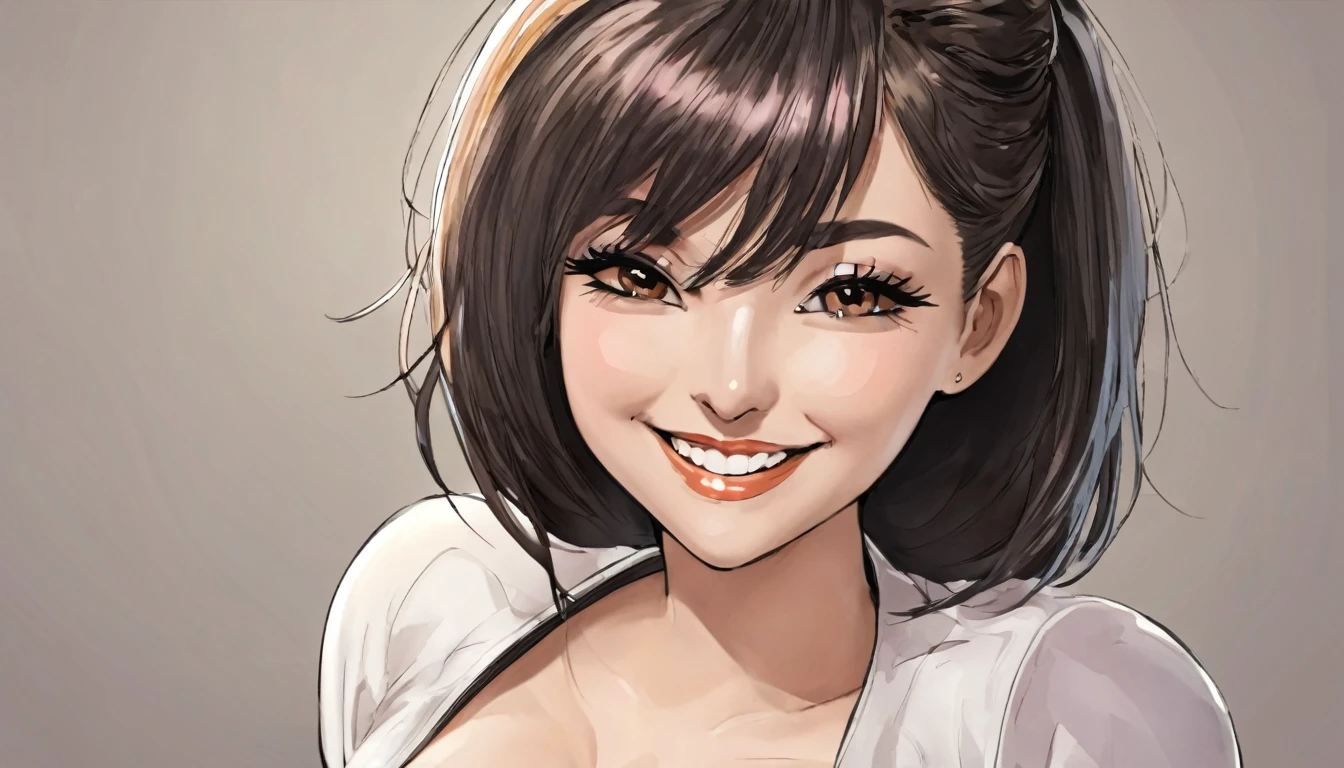 Girl with cute smile,model hairstyle,
