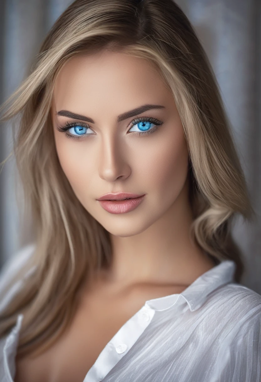 Arafed woman with blue eyes., foto de una beautiful woman, soft portrait 8k, beautiful face portrait, portrait of a beautiful model, Attractive woman, stunning portrait, beautiful attractive face, beautiful woman, beautiful model, magnificent portrait, beautiful model femenina, beautiful young woman, Beautiful female portrait, attractive girl, lingerie, sexy