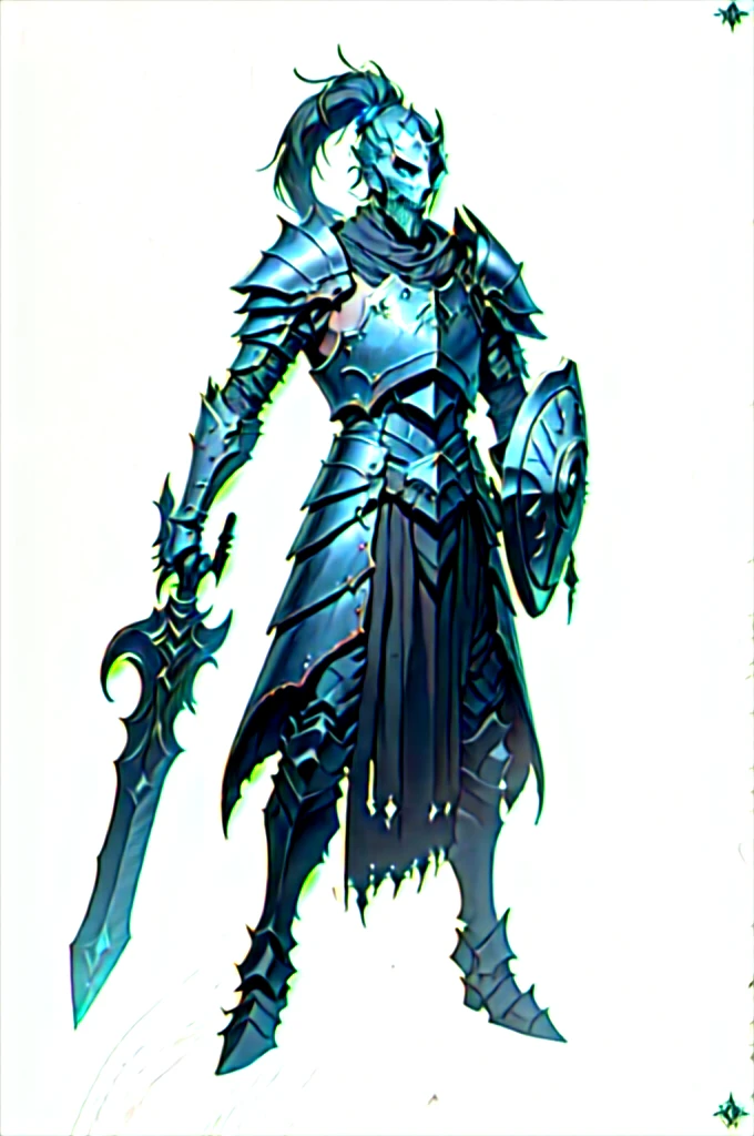 a man in armor holding a sword and a shield, pale black armor, berserk skullknight black armor, dark soul armor concept, dark souls knight, the dark souls knight, gothic knight, concept art of a warrior, dark souls concept art, undead knight, artorias, a human male paladin, dark souls character, evil knight, in monster hunter armor