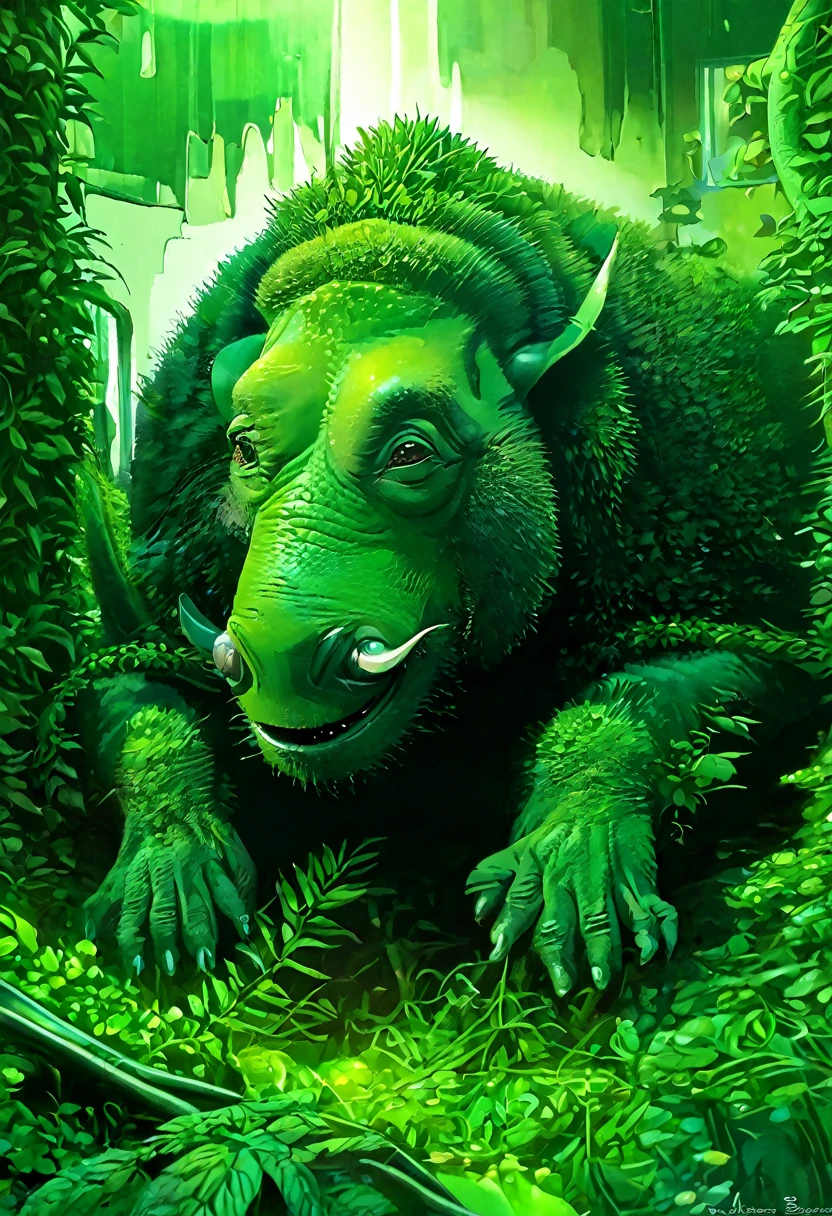 green, everything is green, 8k, hyper detailed, Alejandro Burdisio, victor nizoutsev