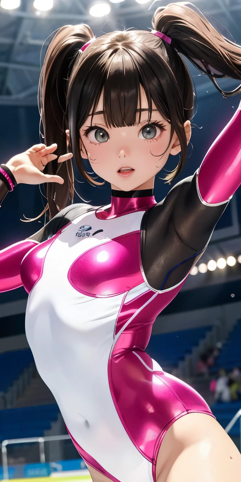 beautiful girl gymnast  leotard cowl masterpiece best quality anime style