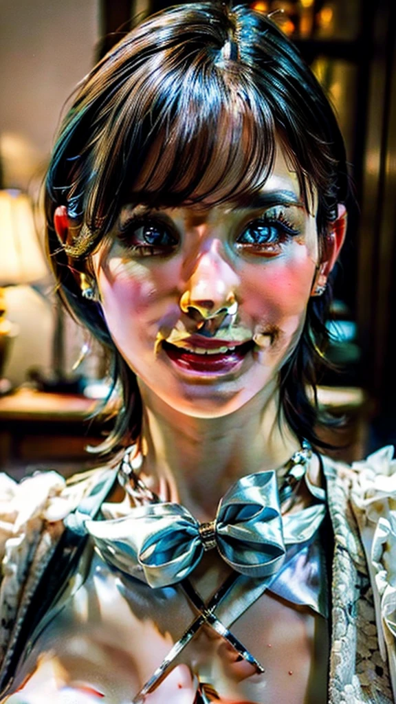 (high quality , Super detailed:1.2 ) , (Highly detailed beautiful face:1.4), ((Highest quality)), ((masterpiece)),((realistic:1.4)),smile ,beautiful woman, (be familiar with), perfect face、(8K, highest quality, masterpiece:1.2),(ultra high resolution:1.0),((Natural big breasts:1.2))