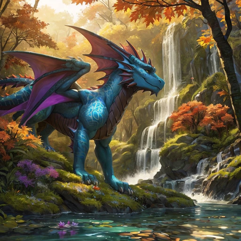 HD, World of Warcraft,tract,A beautiful and detailed portrait of a large male wild scaly cat,Quadrupeds, dragon, Hiroshi,Solitary, template, big Body, sexy Body, shrink Body, Brown_Anti-shading,goddess, Looking at the audience, minus, Ross Chen,Ruan Jia, Popular on ArtStation, Foxworth, light, Body, Tempting, full Body, Looking at the audience, ambient soft lighting, 4K, outdoor, nature, forest, Trees, Grass, plant, Flowers, river, Caustic lines, Water Flow, ripple, (Fall:1.2), pond, jungle, Lush leaves, (((side view,layout,Third person perspective,lower))),NSFW,Petrochemical,全身Petrochemical,statue,石头statue,moss,crack