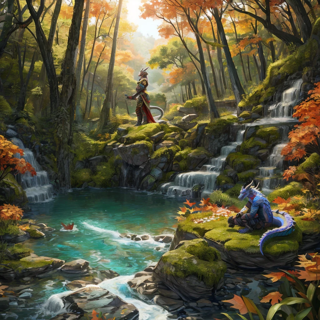 HD, World of Warcraft,tract,A beautiful and detailed portrait of a large male wild scaly cat, ,Petrochemical,全身Petrochemical,statue,石头statue,moss,crack,dragon, Hiroshi,Solitary, template, big Body, sexy Body, shrink Body, Brown_Anti-shading,goddess, Looking at the audience, minus, Ross Chen,Ruan Jia, Popular on ArtStation, Foxworth, light, Body, Tempting, full Body, Looking at the audience, ambient soft lighting, 4K, outdoor, nature, forest, Trees, Grass, plant, Flowers, river, Caustic lines, Water Flow, ripple, (Fall:1.2), pond, jungle, Lush leaves, (((side view,layout,Third person perspective,lower))),NSFW
