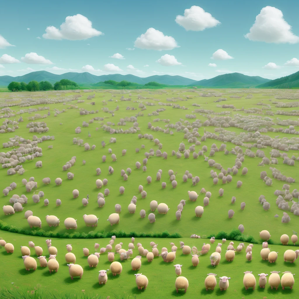 9:With aspect ratio of 16 sheep The healing effect of grassland smile kind Eyes、not big。