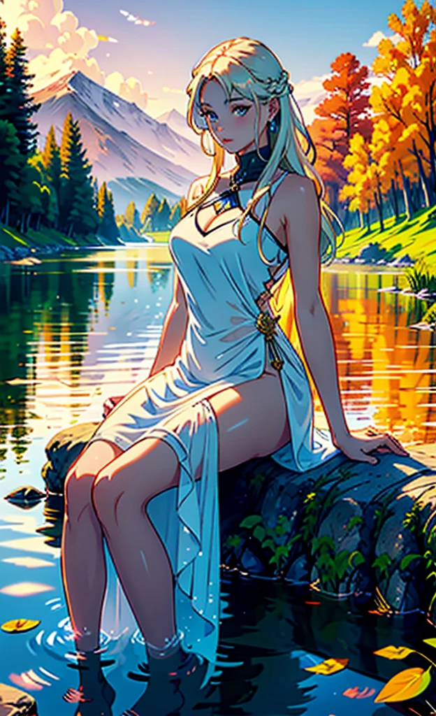 1 girl, serene expression, mesmerizing eyes, straight long hair, flowing dress, poised posture, porcelain skin, subtle blush, crystal pendant
BREAK
golden hour, (rim lighting):1.2, warm tones, sun flare, soft shadows, vibrant colors, painterly effect, dreamy atmosphere
BREAK
scenic lake, distant mountains, willow tree, calm water, reflection, sunlit clouds, peaceful ambiance, idyllic sunset, ultra detailed, official art, unity 8k wallpaper
, zentangle, mandala
