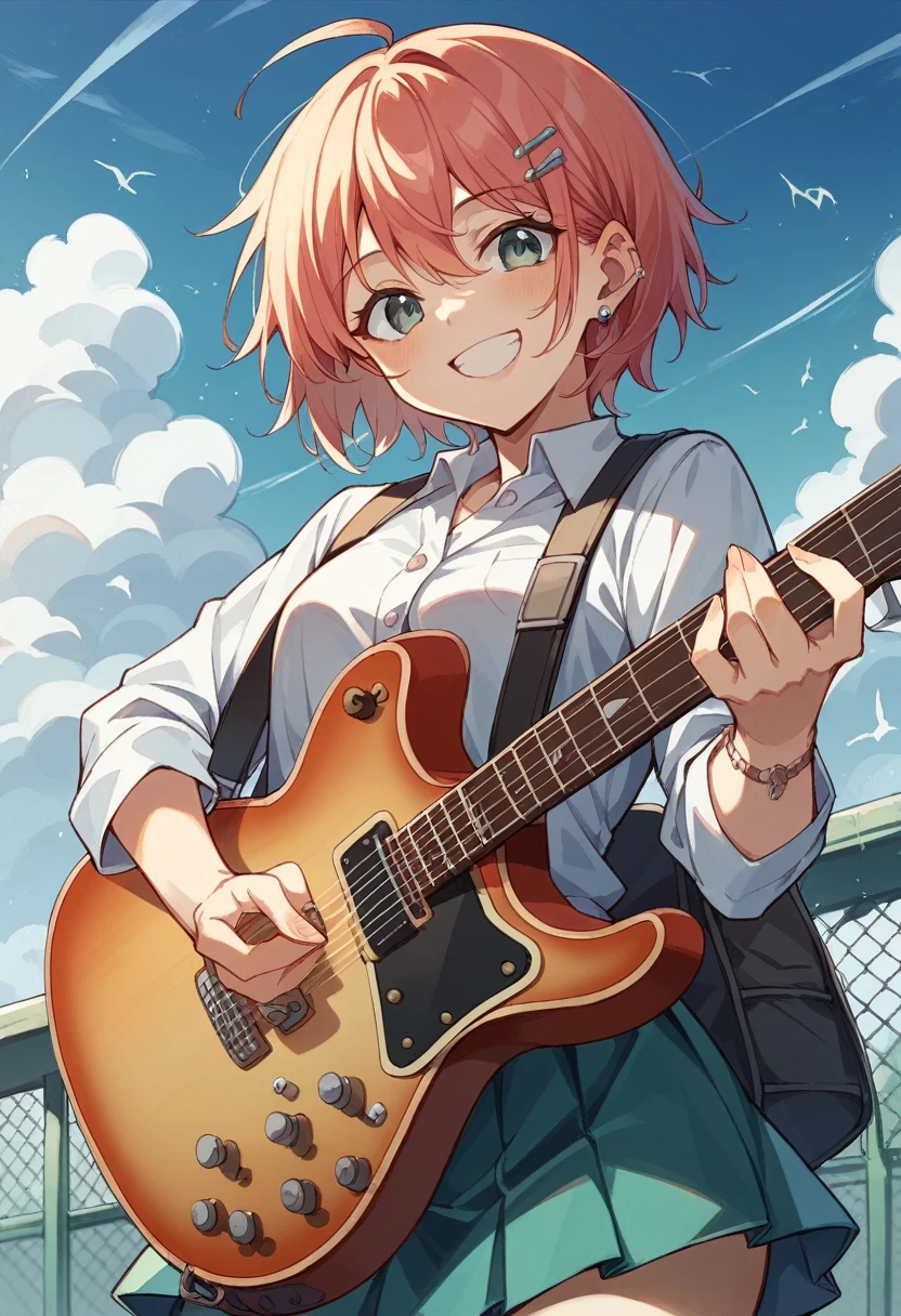 Kyoto Animation、6 strings、There are six pegs、smile、high school girl、Electric guitar、Fender Stratocaster、Big Stage、
