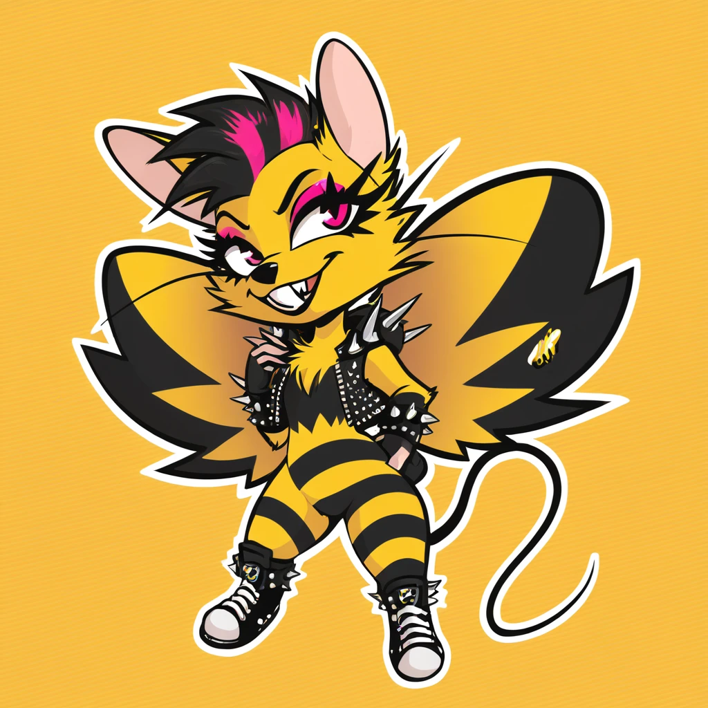 bee mouse hybrid in animal punk art style