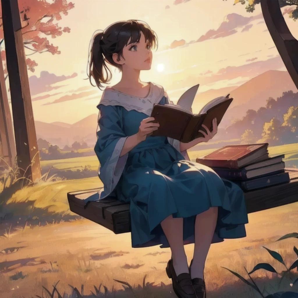 A beautiful anime girl sitting on a bench in a lush forest, reading a book, (beautiful detailed eyes, beautiful detailed lips, extremely detailed eyes and face, long eyelashes), (masterpiece, best quality, 8k, ultra-detailed, hyperrealistic, photo-realistic, intricate details, vivid colors, studio lighting), (soft lighting, natural lighting, warm lighting), (anime, digital art, 3d render, concept art), (new wave anime, slice of life, cinematic), (Shinkai Makoto, Cyril Rolando, Shinkai Makoto art style), (Shinkai Makoto, by Shinkai Makoto, Shinkai Makoto style)