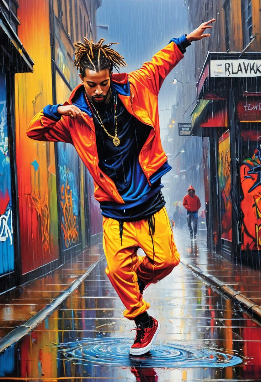 Soul Dancer Mark，tramp，Street Dancer，Street art，rain，