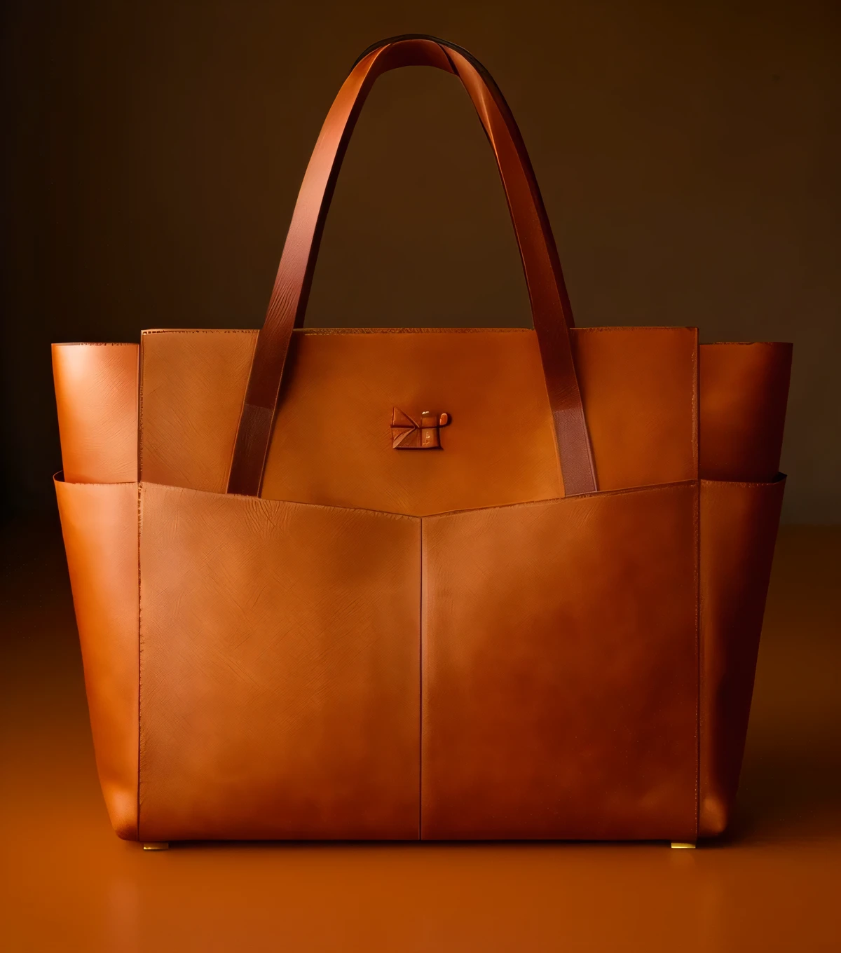 Havana-colored leather tote bag, product photography