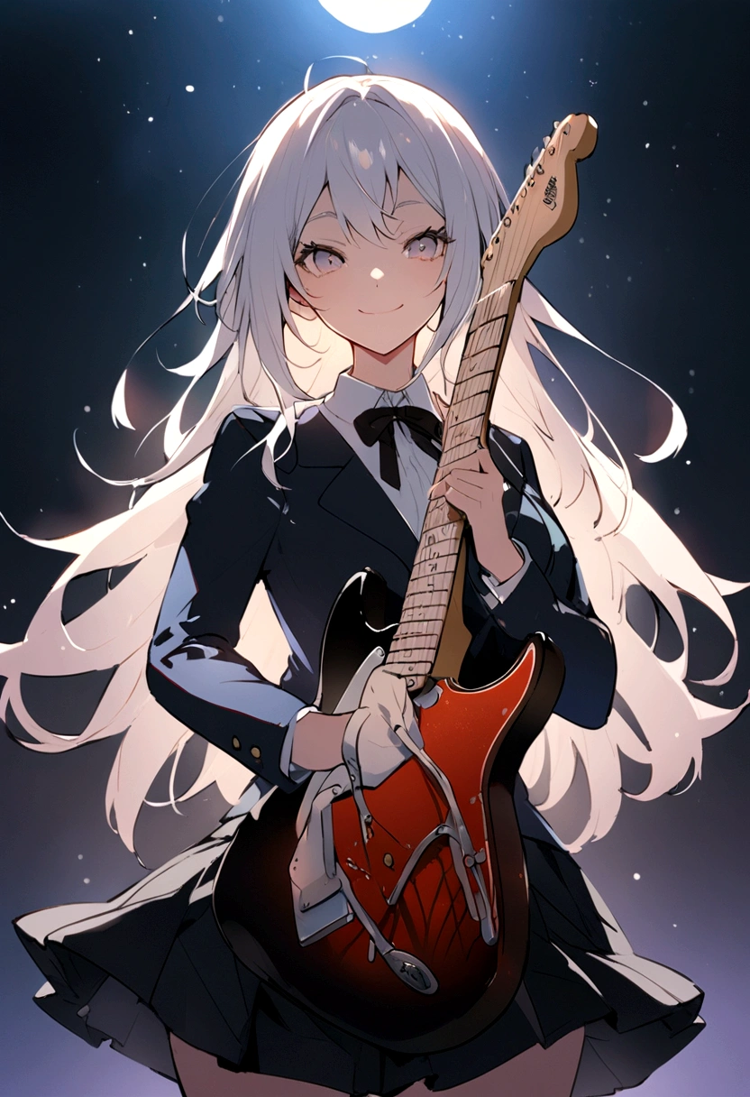 smile、high school girl、Electric guitar、Fender Stratocaster、Big Stage、
