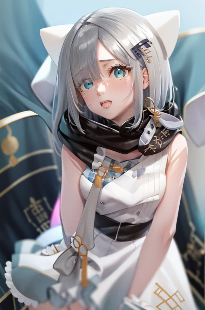 Vspo!Sumire Haname Sex Cowgirl Creampie Crying Small breasts Silver short hair Light blue inner Height 154cm Usually calm but high-spirited and innocent VTuber Naked Eyes are light blue