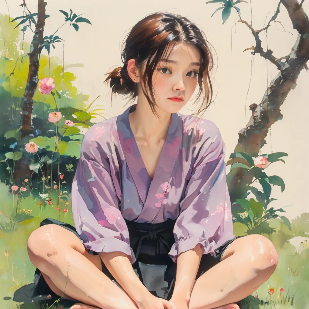 Girl holding her knees