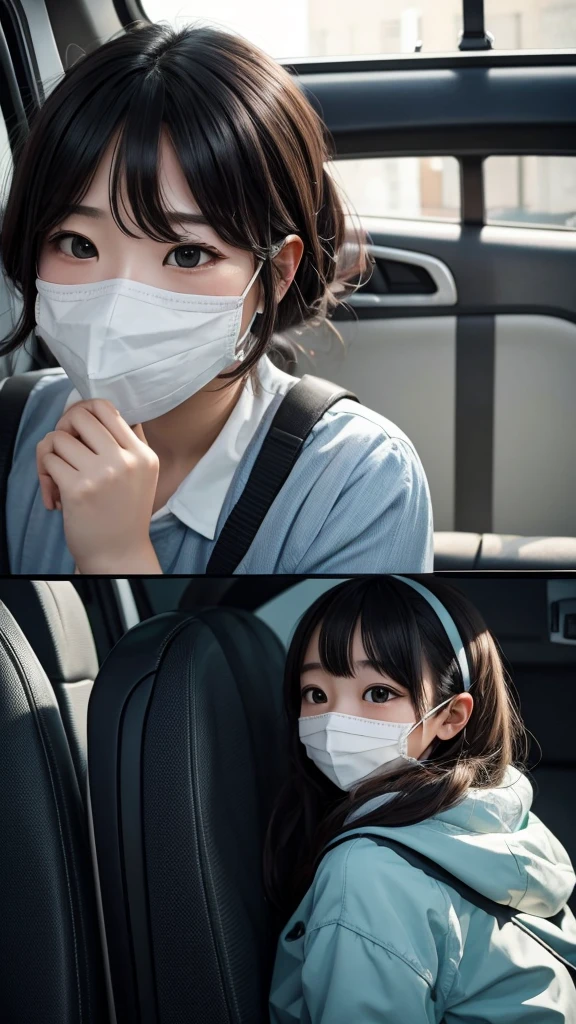 A young woman wearing a mask that completely covers her mouth、For kids on their way home from school 「I、beautiful?」he asks.。「beautiful」I replied,、「…Even with this…?」He removes his mask as he says this.。Then, his mouth was wide open all the way to his ears.、something like[「beautifulじゃない」I replied,包丁や鋏で斬り殺される