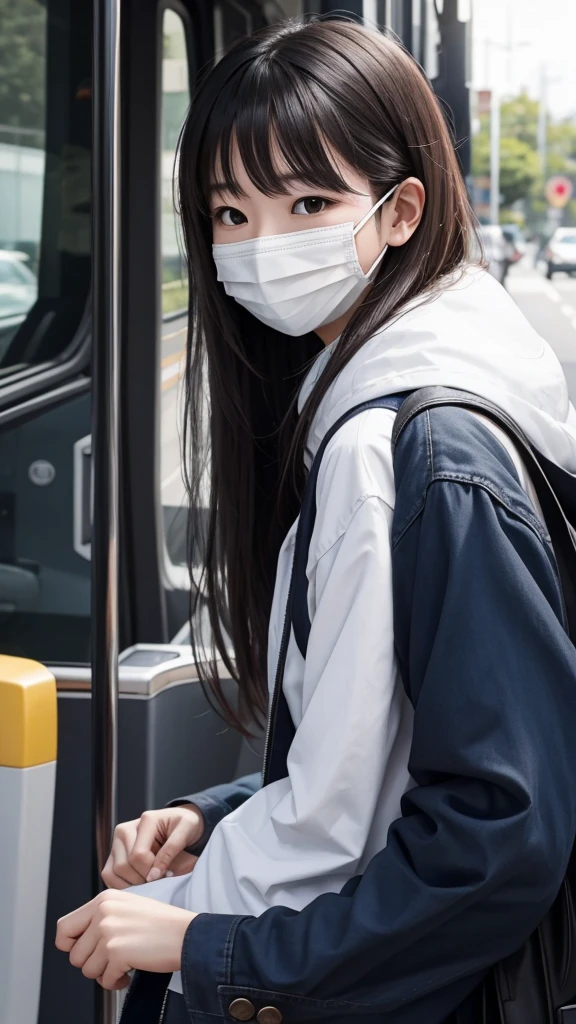 A young woman wearing a mask that completely covers her mouth、For kids on their way home from school 「I、beautiful？」he asks.。「beautiful」I replied,、「…Even with this…？」He removes his mask as he says this.。Then, his mouth was wide open all the way to his ears.、something like[「beautifulじゃない」I replied,包丁や鋏で斬り殺される