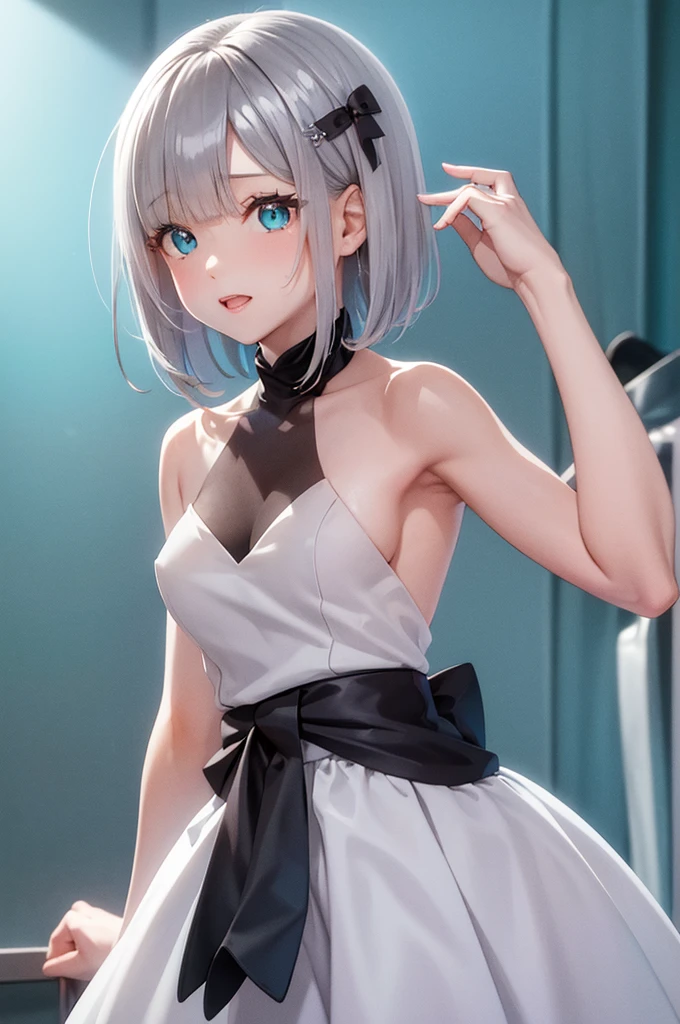 Vspo!Haname Sumire Sex Cowgirl Creampie Small breasts Silver short hair Light blue inner Height 154cm Usually calm but high-spirited and innocent VTuber Naked Eyes Light blue Naked Naked Shaved