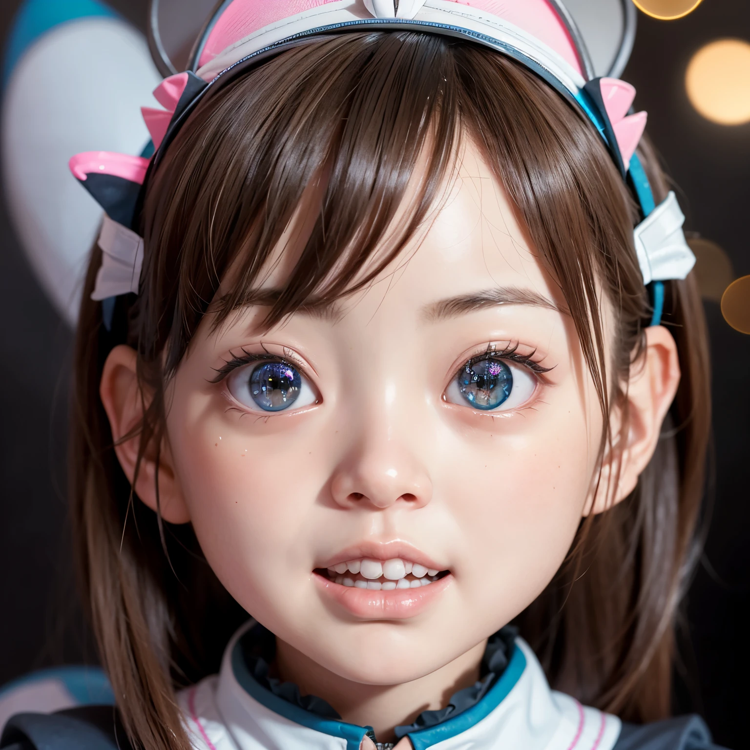 ((Skinny Shark BodySuit, (Stuffed shark head cap)with big WhiteTeeth)), 8k, High-level, absurd, masterpiece, best quality, primitive, very detailed CG, very detailed wallpaper, perfect lighting, Extremely detailed ((( personifying " Shark" as a Little Girl))), MysticSight, Tyndall effect, Tyndall scattering, (Studio gray background with (Overflowing oodles Dazzling RainbowColorParticles (BokeH))), (BloodRed short hair, RoundlyButts, Leg Fins installed), (Exposed:0.4), (Assfocus with looking ahead) BREAK (Acutance:0.88), (NOGIZAKA face variations) Extremely Detailed very KAWAII face variations, perfect anatomy, Childish, CaptivatingGaze ElaboratePupils detailed Eyes with (sparkling highlights:1.28), (Voluminous LongEyelashes:0.88)、GlossyRED Lips with beautiful details, RosyCheeks, Radiant PearlSkin with Transparency . { (Dynamic LifeLike expressions:1.4) | (:d) }, (large eyes:-1) . ((animal ears:-1.2))