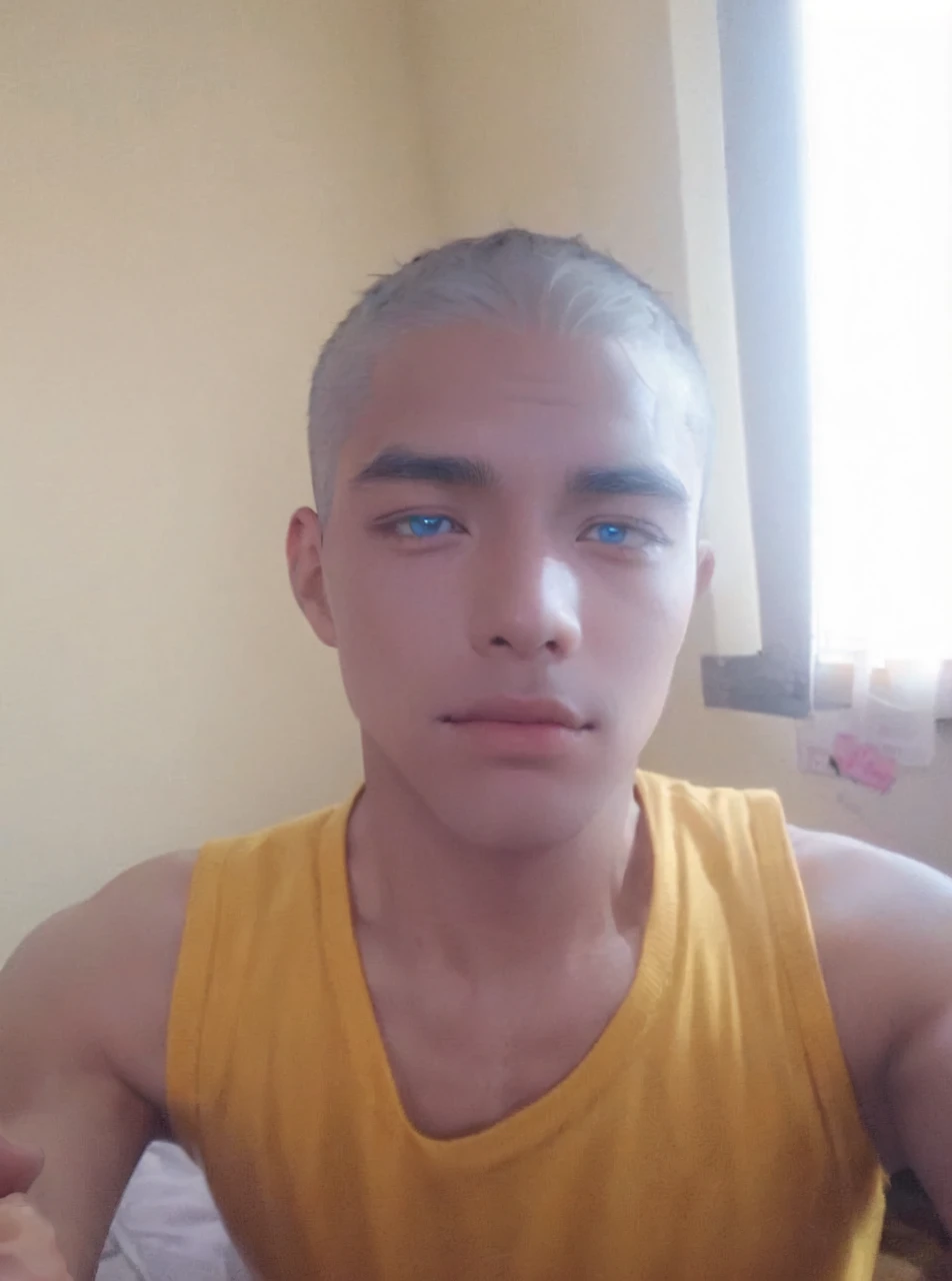 Incrs404,english text,Written On Clothes,1male,portrait,satoru gojo,white hair,short hair,hair between eyes,blue eyes,colored eyelashses,(thumbs_up:1.4),(cowboy_shot:1.3),