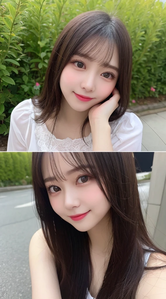 Tabletop, Highest quality, shape, Very detailed, finely, High resolution, 8k wallpaper, 完璧なダイナミックな構shape, Beautiful and exquisite,ランダムなcute髪,,Natural color lip, 20-year-old girl、cute、Looking into the camera,Always blur the background,Perfect and beautiful face,Slim face and figure,Big eyes、Putting on gal makeup,Small face,Shooting from below、smile,Blurred Background,Elegant feminine face、Cyberpunk Fashion、smile、Change pose randomly、Randomly change the shooting angle and position、Flower Field、Cyberpunk Fashion,Normal anatomy