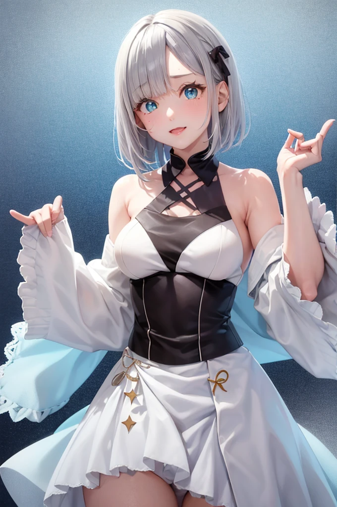 Vspo!Haname Sumire Sex Cowgirl Creampie Small breasts Silver short hair Light blue inner Height 154cm Usually calm but high-spirited and innocent VTuber Naked Eyes Light blue Naked Shaved pussy