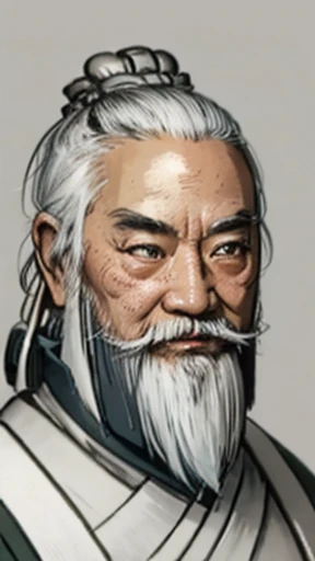 Oriental、Old man in plain white ancient Chinese costume、Ancient Chinese hairstyle old man、Highest quality、masterpiece、Ultra-high resolution、(Realistic:1.4)、Game Poster、Crisp and beautiful image quality、Gray Hair、white and long beard,,(whole body)