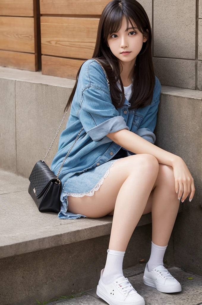 Sitting with legs crossed、Panty shot