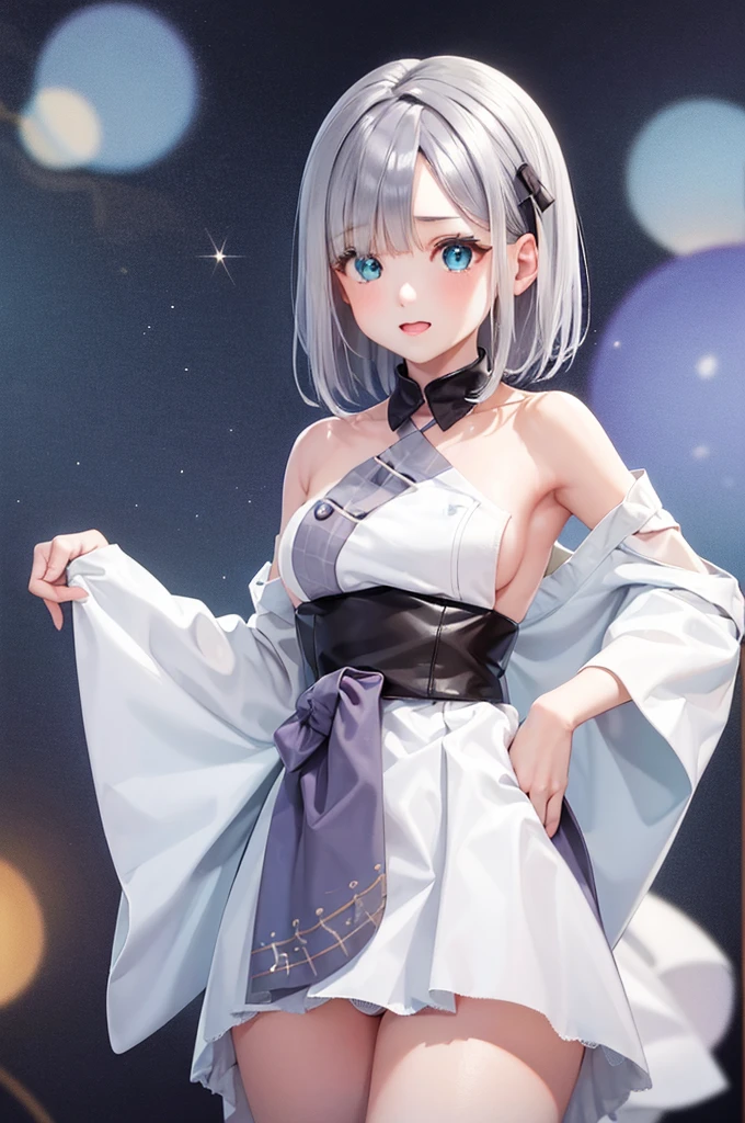 Vspo!Haname Sumire Sex Cowgirl Creampie Small breasts Silver short hair with light blue inner Height 154cm Usually calm but high-spirited and innocent VTuber Naked Eyes are light blue Naked Naked Shaved pussy No clothes